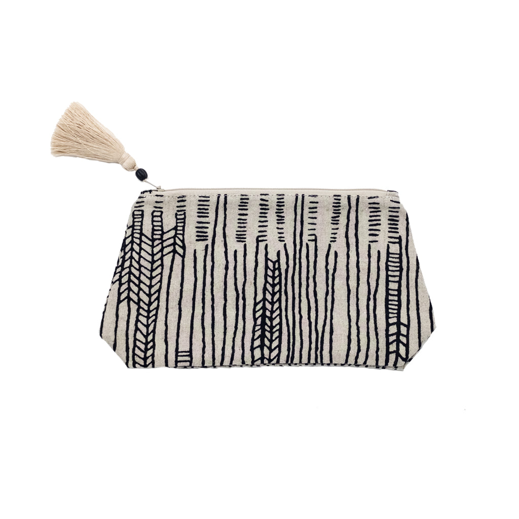 Abstract Rice Field Beauty Bag with Tassel