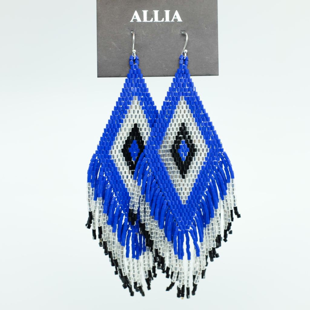 Aztec Diamond Earrings- Electric Blue &amp; Silver