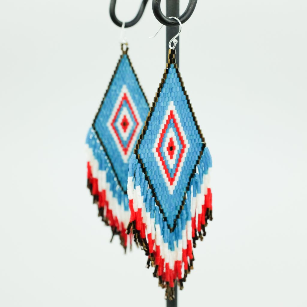 Aztec Diamond Earrings- Turquoise &amp; Red