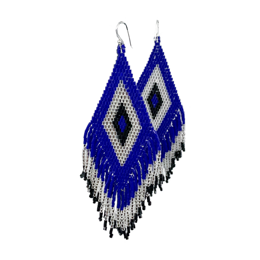 Aztec Diamond Earrings- Electric Blue &amp; Silver