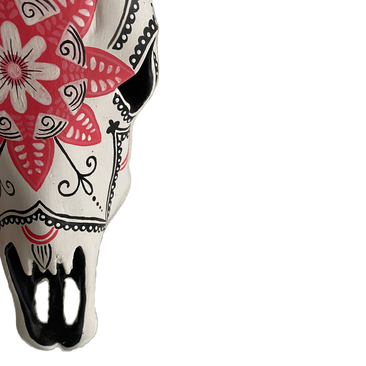 Pink Floral Bull Skull