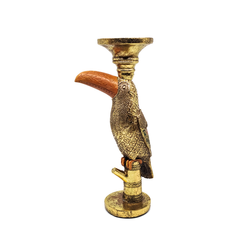 Gold Toucan candle-holder