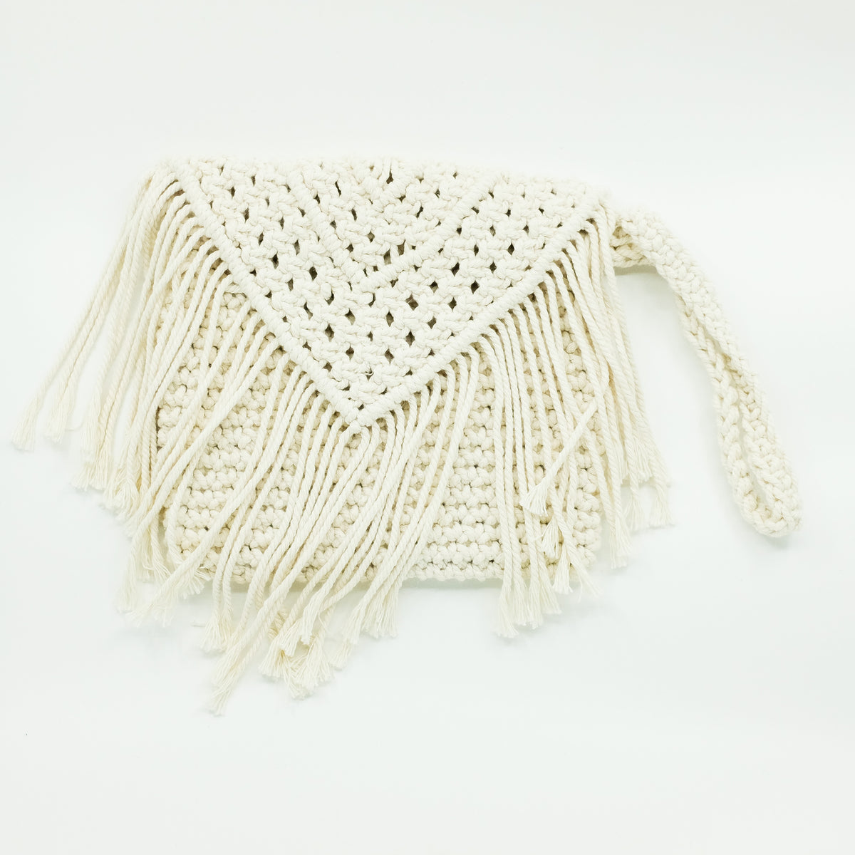 Cream Macrame Clutch