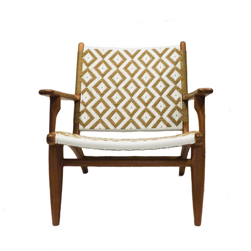 Teak and Rattan Diamond Armchair